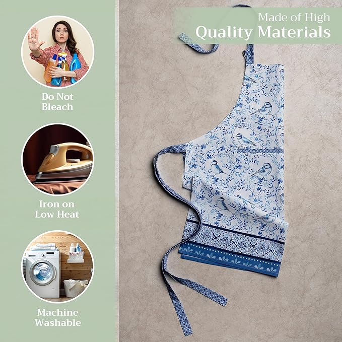 Maison d' Hermine 100% Cotton Apron for women with Pocket Kitchen Chef Apron for Men Cooking Easter Decorations