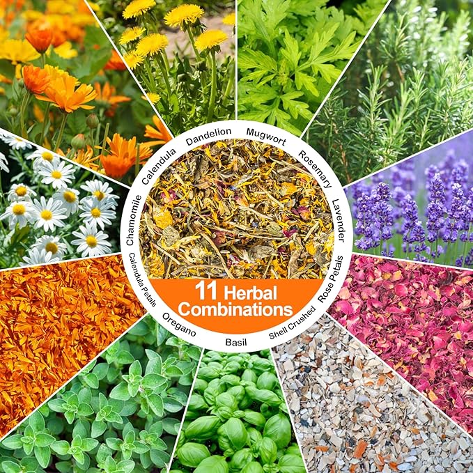 MAQIHAN 20oz Chicken Nesting Herbs - Dried Natural Herb Blend for Laying Hens,Coop Odor Control & Egg Production Support,All-Natural Poultry Feed Supplement for Chickens,Ducks (Vacuum Packed)