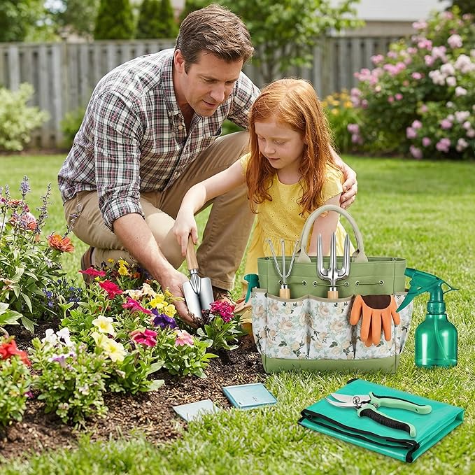 Heavy Duty 10-Piece Garden Tool Set, Rust-Proof Stainless Steel Gardening Hand Tools, Ergonomic Non-Slip Grips, Ideal Gardening Gifts for Women & Men – Gardening Essentials (Green)