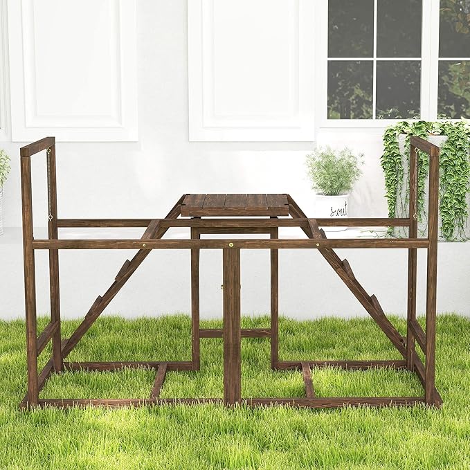 PawHut Chicken Coop Perches with Swing, Roosting Bars, Activity Play Set, Wooden Chicken Coop Accessory Toys for 4-6 Chickens, Coffee