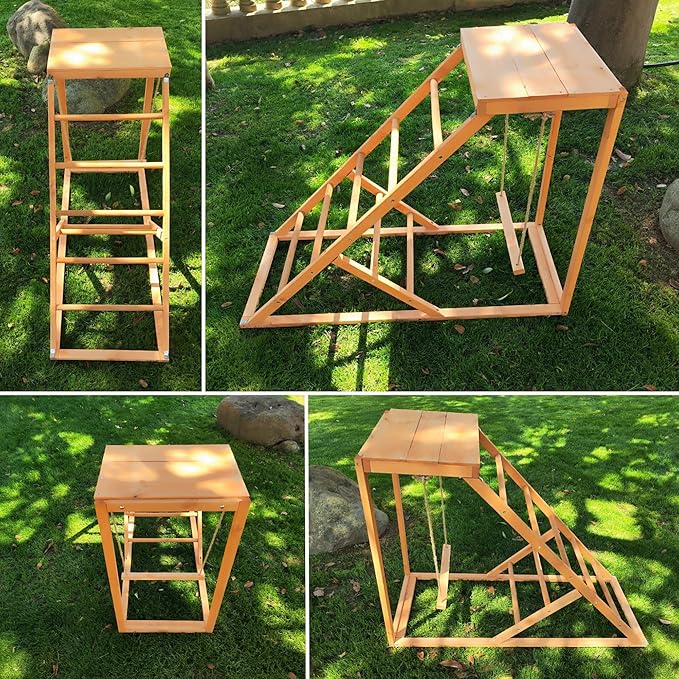 Chicken Roosting Bars with Bird Swing, Ramp, Bars Toys for Pet's Health & Happy, Chicken Perch Easy to Clean, Exercise The Bird's Claws Suitable for Backyard Farms 38.11 X 15.75 X 27.95 (A)
