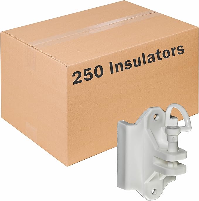 Zareba T-Post Pin-Lock Insulators for Electric Fences - Yellow, 250 Pack, ITPLY-Z - Includes 250 Insulators - Secure Hold, Easy to Release