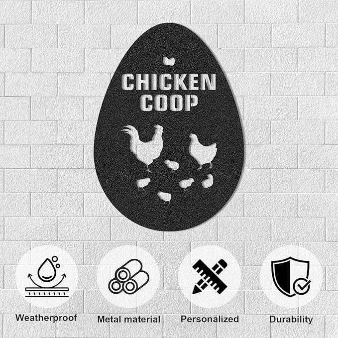 Personalized Chicken Coop Signs, Outdoor Chicken Coop Decor, Vintage Farmhouse Wall Decor, Custom Metal Name Sign for Farm Yard Garden Home, Gifts for Chicken Lovers Color08