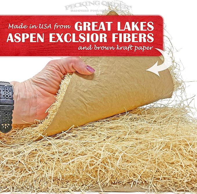 Nest Box Pads for Chicken Nesting Boxes - 13 x 13 Pads Made in USA from Sustainably Sourced Aspen Excelsior,5 Count (Pack of 6)