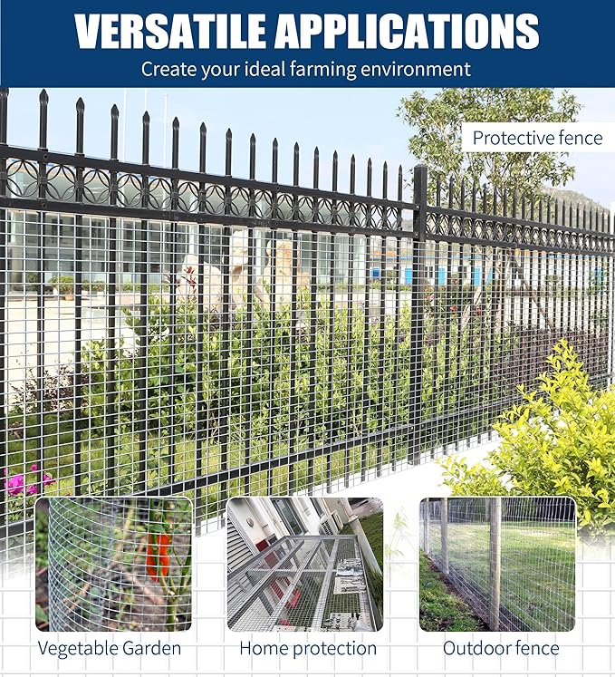 Hardware Cloth 1/2 Inch 48 in x 100 ft 19 Gauge, Hot Dip Galvanized Wire Mesh Rolls Welded Chicken Wire Fencing for Chicken Coop Barrier, Poultry Netting Cage Wire Fence(1/2 inch 48''× 100')