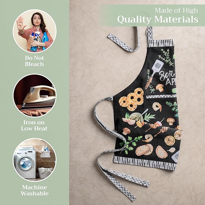 Maison d' Hermine 100% Cotton Apron for women with Pocket Kitchen Chef Apron for Men Cooking Easter Decorations