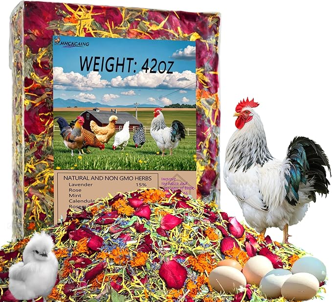 42 oz Nesting Herbs for Chicken coop– All Natural, Increase Egg Production, relieves Stress, and Keeps hens Healthy. Nest Box and Bedding, Backyard Chicken Supplies