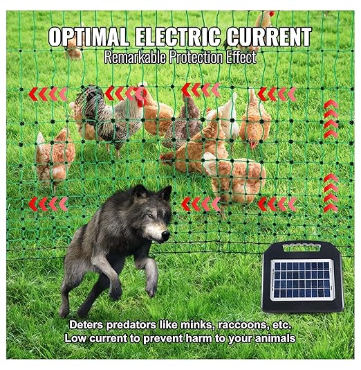 Electric Fence Netting 48"x168", Portable PE Netting Kit with Posts & Stakes for Chickens, Ducks, Rabbits – Farm & Backyard Animal Containment
