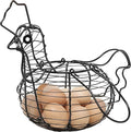 MyGift Black Metal Wire Chicken Egg Basket, Decorative Chicken Shape Design, Farm Fresh Egg Collecting & Storage Organizer for Farmhouse Kitchen Decor