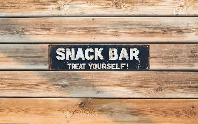 Vintage Tin Snack Bar Sign Retro Metal Sign Suitable For Home Street Shop - Multi-Purpose Metal Sign For Indoor/Outdoor Use Plaque 4x16 Inch