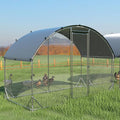 Chicken Coop Metal Large Chicken Coop with Run for Yard Heavy Duty Poultry Cage with Waterproof Anti-UV Cover for Outdoor Farm Use Dome Roof Hen House Pen Duck Rabbit Cage with Security Lock