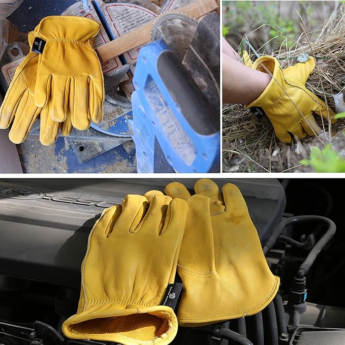Heavy Duty leather work Gloves,Safety Cowhide Leather Garden Working Gloves for Men/Women,Driving,Yard work