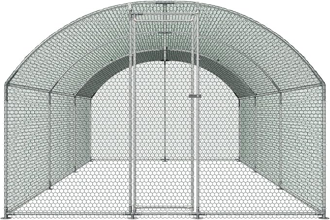 VEVOR Large Metal Chicken Coop with Run, 19.6 x 9.8 x 6.5 ft Walkin Chicken Coop for Yard with Waterproof Cover, Dome Roof Large Poultry Cage for Hen House, Duck Coop and Rabbit Run