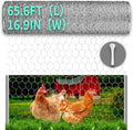 Chicken Wire, 16.9in x 65.6ft Poultry Netting for Garden, 0.6 Inch Hexagonal Galvanized Hardware Garden Fence for Craft Projects, Pet Dog, Rabbit Chicken Fence
