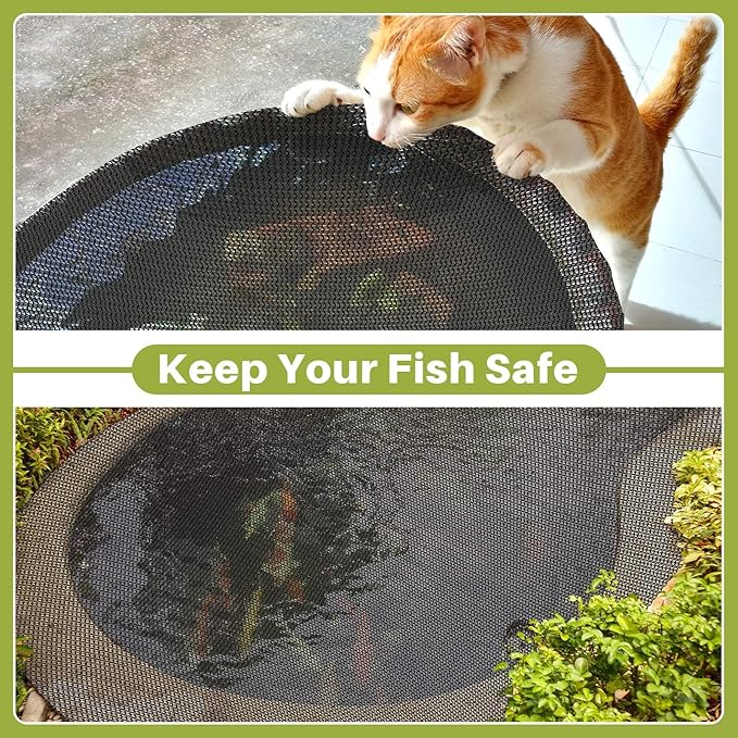 Koi Pond Netting Kit 7 x 10ft, Heavy-Duty Pe, Bird Deer Fence Netting, Durable Net Cover for Leaves, Protect Fish from Blue Heron Bird, Cats & Predators, Stakes & Ties Included