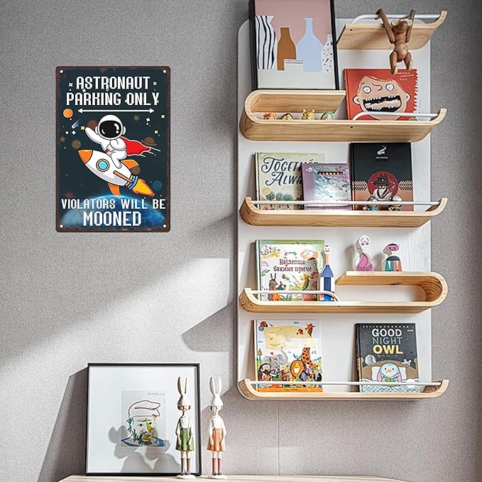 Astronaut Parking Only Sign-Outer Space Room Decor for Boys,Space Gifts for Kids,Space Themed Bedroom Decor 8x12 Inches
