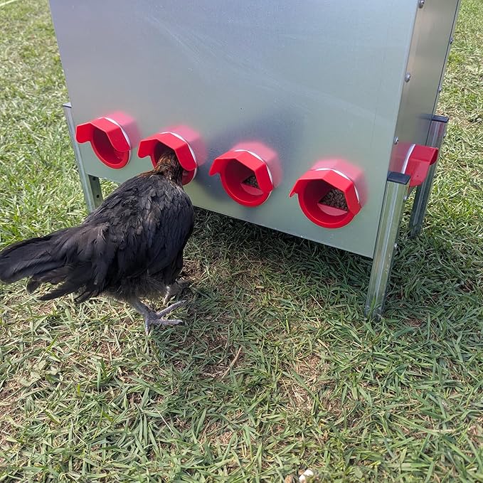 Hen's Choice™ - 85LB Capacity Automatic Chicken Feeder, 10 Feeder Ports, Large Capacity, Weatherproof Lid