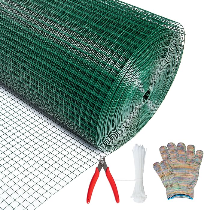 Hardware Cloth 1/2inx36inx100ft,Chicken Wire Fencing,Welded Wire Mesh, Vinyl PVC Coated Mesh,Coop Garden Plant for Rabbit,Snake,Rodent,Foxes,Raccoons Poultry Netting Cage Farm Protection