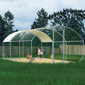 KEIKI Large Metal Chicken Coop, Chicken Run with Waterproof Cover, Farm Poultry Run Hutch Hen House, Heavy Duty Outdoor Walk-in Chicken Pen for Poultry Duck Rabbit, 19.68ft x 9.84ft x 6.56ft