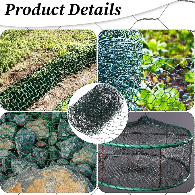 Chicken Wire for Crafts, 4.13in x 118in Sturdy Practical Chicken Wire Fence Multifunctional Wires Mesh Roll for Garden Floral Arrangements Craft Projects(Dark Green)