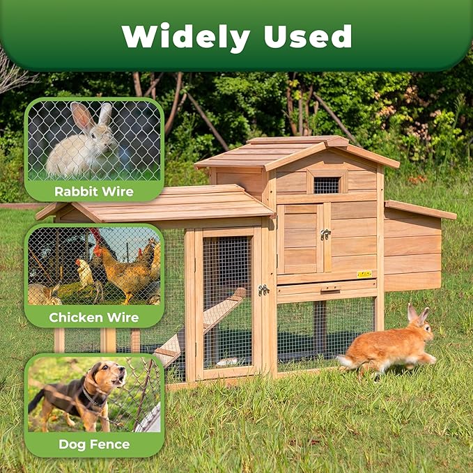 72 in x 150 ft, 2 inch Metal Mesh Pencing, Chicken Wire Fencing, Hexagonal Galvanized Mesh, Poultry Wire Netting for Chicken, Duck, Goose, Rabbit Fencing