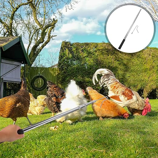 ARTIBETTER Retractable Chicken Grabber Pole with Turkey Leg Hook Poultry Catching Tool for Farm Use Adjustable 72cm-1.45m Telescopic Bird Handling Accessory for Geese Duck