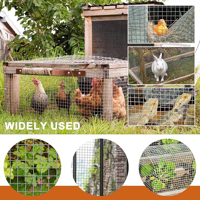 Hardware Cloth, 1/2 inch 16inx30ft 21GA Hot-dip Galvanized Wire Mesh, Wire Fence, Chicken Wire Mesh,Poultry Farming, Garden Fence,Wire Mesh, Tree Protection, Gopher Wire, Rabbit Wire.