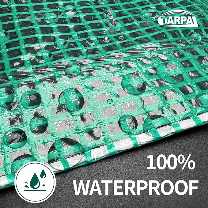 TARPAL 8'x10' Clear Green Tarp Heavy Duty Waterproof 12mil with Grommets or Zip Ties for Small Greenhouse for Outdoors Garden,Farm,Chicken Coops
