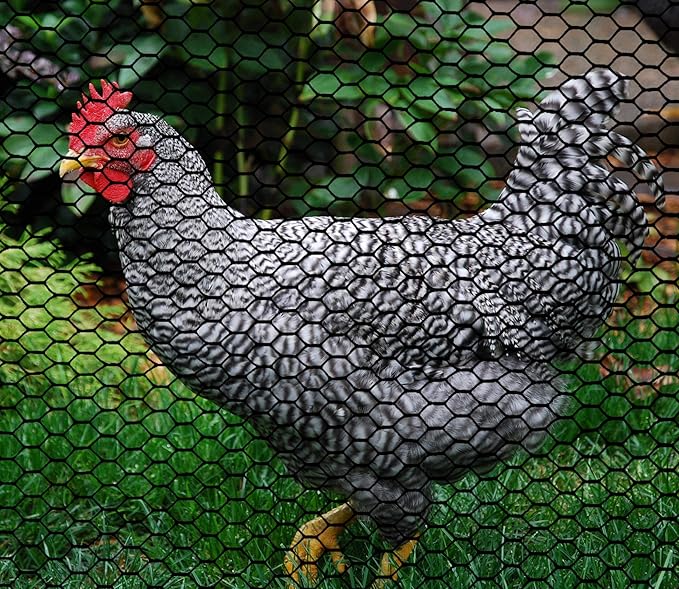Boen Poultry hex Netting Plastic Temporary Barrier Chicken Wire Protection for Yard (2' x 25', Black)
