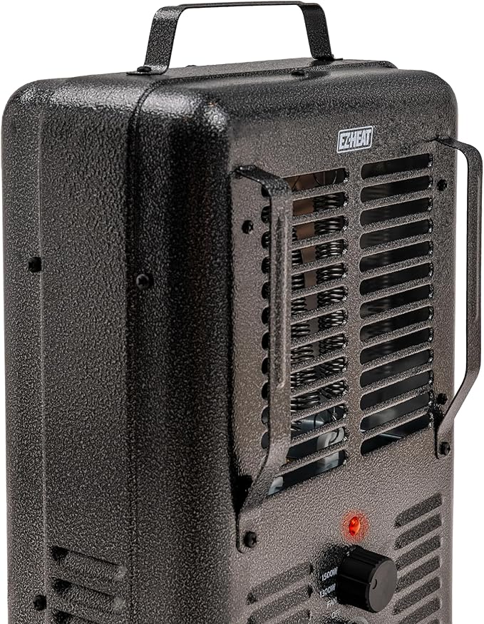 EZ-HEAT 1,500-Watt Portable Milkhouse Style Utility Space Heater with Adjustable Thermostat, Overheat Protection, and Safety Tip-Over Switch, Speckled Gloss, MTFH-01C