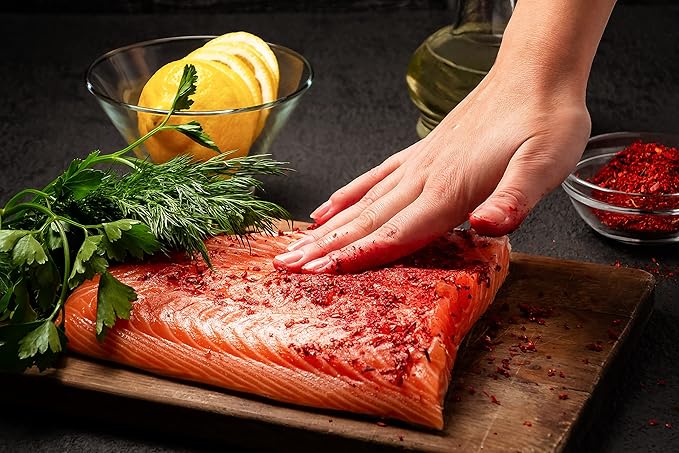King Red Salmon Rub – Classic Potlatch Seasoning Dry Spice Blend - Grilled Salmon, Seafood and Veggies – All Natural, Gluten-Free, Keto, Low Salt and No MSG – 3oz Fresh-Sealed Pouch in Reusable Tin