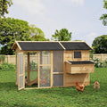 GarveeHome Chicken Coop Large Hen House for 4-6 Chickens Wooden Poultry Cage with Run, Ramp, Nesting Box, Wire Fence, Waterproof Asphalt Roof (80" x 35" x 54") Natural