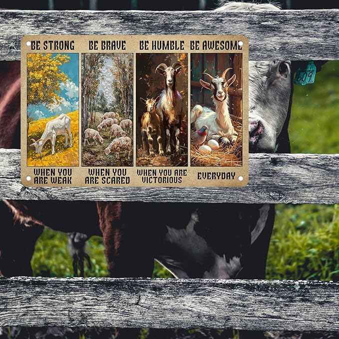 Funny Goat Decor Retro Metal Tin Sign Pet Lovers Motivational Quote Vintage Farm Art Sign for Home Office Room Coffee Bar Shop Wall Decor Poster Gift 12 * 8in