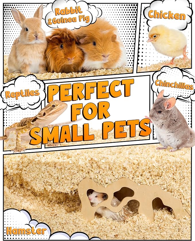 BUCATSTATE 70L Aspen Bedding, 100% Natural Hamster Bedding Odor Control, Low-Dust Small Animal Bedding for Guinea Pigs, Gerbils, Syrian Hamsters, Chinchillas, Snakes & Lizards