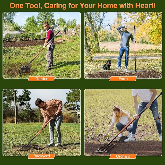 Lawn Leveling Rake, 30''x10'' Leveling Rake, 78 inch Handle Length, Stainless Steel, Adjustable Handle for Backyard, Garden, Golf Course, Farm ＆ Pasture, Professional Lawn Care Tool