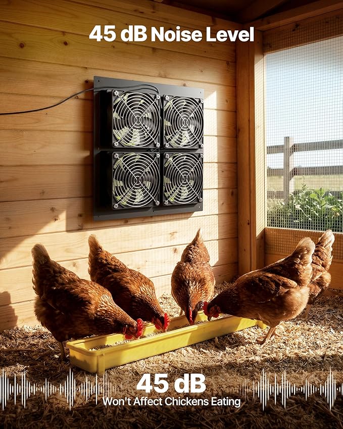 VEVOR Solar Powered Fan, 25W Solar Panel with 4 Fans, Adjustable Solar Panel Angle, 2668 RPM High-Speed, Flexible Installation, Fast Air Exchange for Greenhouse, Grow Tents, Chicken Coops, Shelters