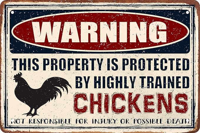Funny Chickens Decor Vintage Metal Tin Signs Plaque Wall Decor Bar Pub Man Cave Club Novelty Bathroom Toilet Retro Parlor Posters Cafe Store Garage Rule 8x12 In