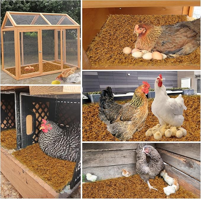 4 PCS Washable Chicken Nesting Pads,11.8x11.8 Artificial Grass Turf Reusable Chickens Nest Box Bedding Liners for Hen Coop Egg Duck Goose