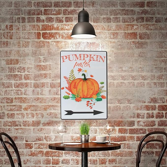 Fall Harvest Vintage Metal Tin Signs Pumpkins Patch Outdoor Decor Pumpkin Lover Gift Fall Decor 8X12 Inches