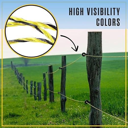 Houseables Electric Fence Wire, Hot Wire Fence, Electric Fencing, Livestock Fencing, Electrical Polywire Rope for Chicken, Agricultural, Goat, Garden, Dogs, Horse, Pig, Poly, 1026 Meters (3366 Feet)