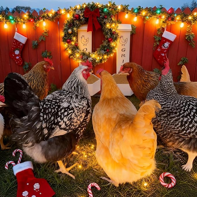 Chicken Grit and Oyster Shell Feeder, 2 Pack Hanging Wall Mount Chicken Feeder Combo, Waterproof ABS Automatic Gravity Poultry Feeder with Lid Rounded Edges, Coop Accessories for Healthier Hens & Eggs