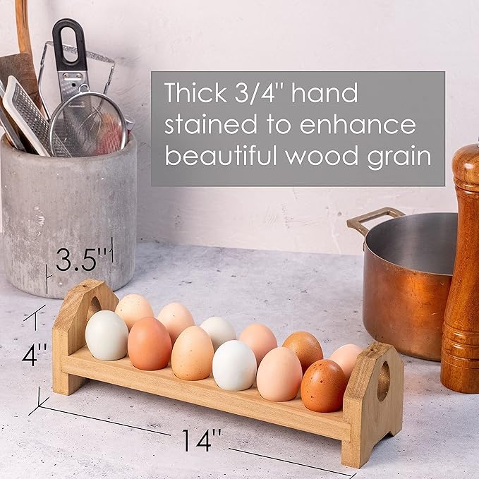 Farmhouse Stackable Wood Egg Holder - Fresh Egg Storage Rack (1)