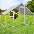 Large Metal Chicken Coop Walk-in Poultry Cage with Water-Resident and Anti-UV Cover Duck Rabbit Cat House Outdoor Chicken Run Pen with Spire Shaped Cage