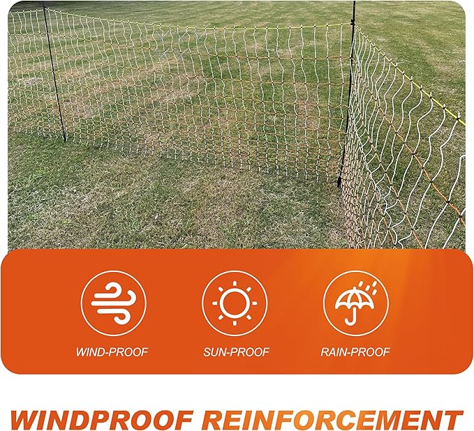 Poultry Electric Netting Fence - 47.3''H (can be Manually Raised to 59.1''H) x 65.6'L for Flying Chicken, Sheep, Goats in Farms, Ranches and Gardens, PK1