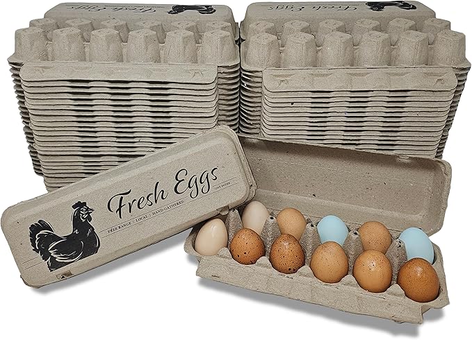 Fresh Eggs Flat Top Paper Egg Cartons - 50 Pack