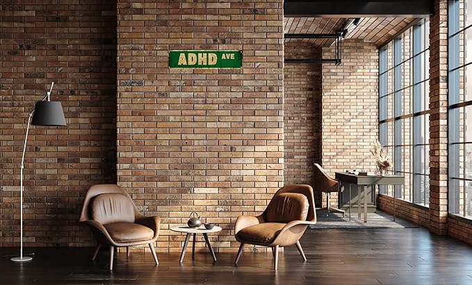 Funny Adhd Ave Man Cave Accessories Kitchen Signs Farmhouse Wall Decor Vintage Metal Tin Signs Street Signs Home Room Door Decor 4x16 in