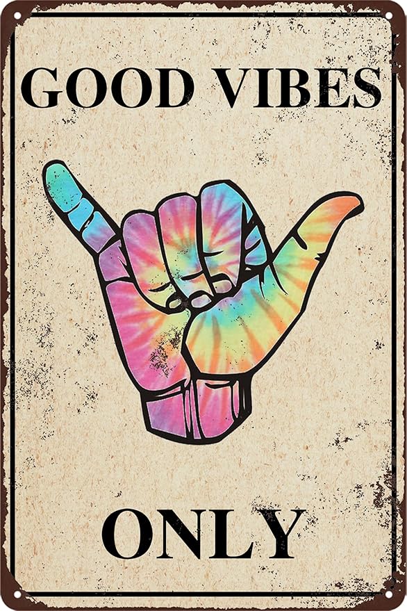 Funny Metal Tin Signs Beach Home Decor Good Vibes Only Sign Surfboard Wall Decor Funny Pool Signs For Outside Surfer Room Decor Vintage Surf Funny Bar Signs Man Cave Decor Sign 8x12 Inch