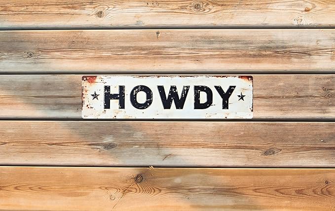 Vintage Tin Howdy Sign Retro Metal Sign Suitable For Home Street Shop Garage Bar Farm Garden - Multi-Purpose Metal Sign For Indoor/Outdoor Use Plaque 4x16 Inch