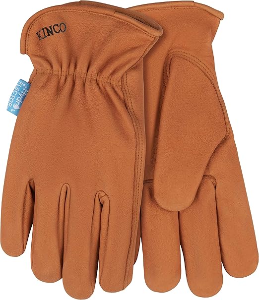 Kinco 381P-XL, Hydroflector Grain Buffalo Leather Work Gloves - Water-resistant Full Grain Buffalo Full Fingers with Easy-On Cuff - Puncture Resistant - Equipment Operation, Indoor & Outdoor - XL