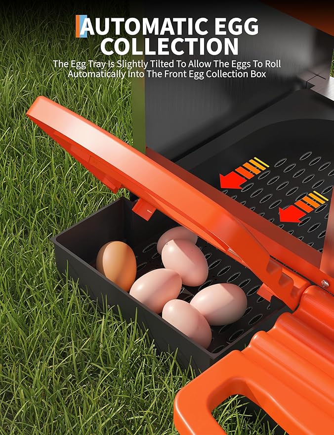 Chicken Nesting Box 3 Hole, Galvanized Steel Nest with Roll Away Egg Collection & Swing Perch, Easy-Clean Laying Box for Hens, Heavy Duty Design for Chicken Coop